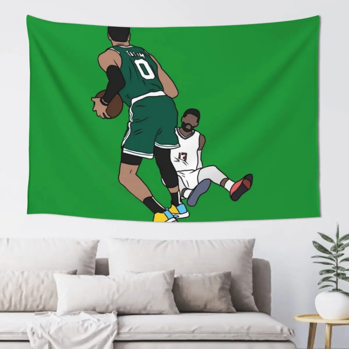 

Jayson Tatum Crosses Over Paul George Tapestry Tapete For The Wall Wall Hanging Living Room Decoration Decor For Room Tapestry