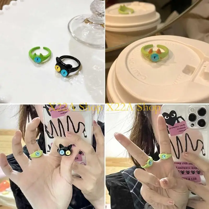Unique Fashion Lightweight Rings Eyes Animal Stacking Ring Color Resin Open Ring Suitable for Ladies Girls