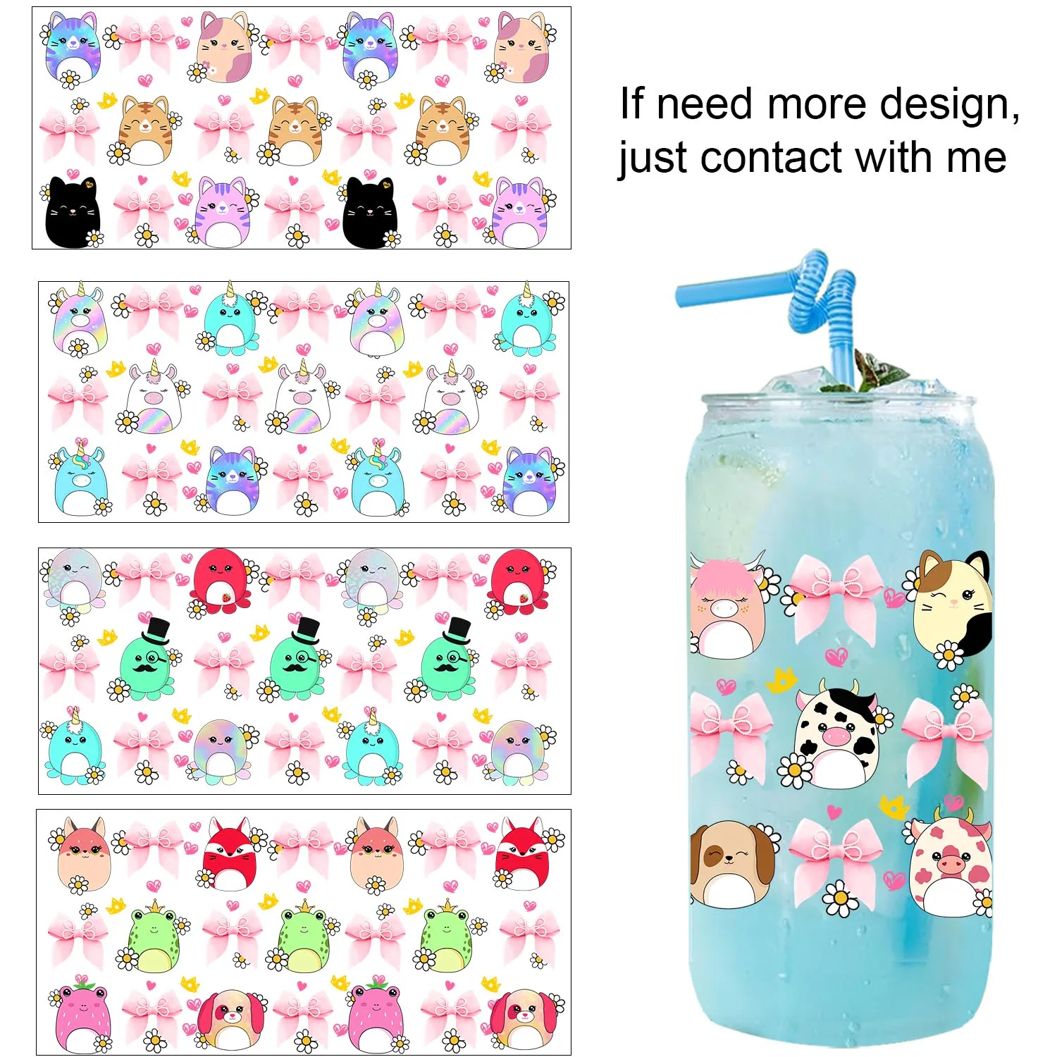 Cute Cat and dog paw print easy peel waterproof Party DIY Decals 3D transfers uvdtf tumbler seal stickers 16oz uv dtf cup wraps