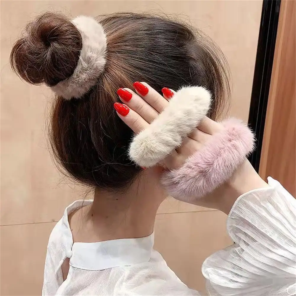 Gomas elásticas para el pelo de piel esponjosa para mujer y niña, anillos para el cabello, cuerdas de felpa para el cabello, cinta de goma, lazo