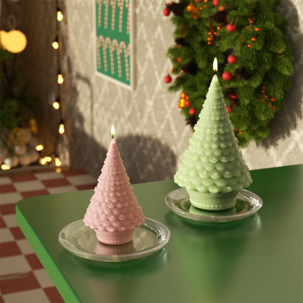 

Pinecone Christmas Tree Candle Mold Christmas Aromatic Candle Silicone Mold DIY Handmade Candle Making Supplies