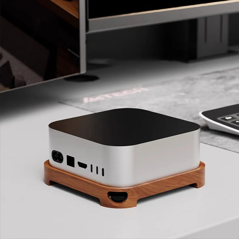 Supporto per computer desktop in legno Noce Mini PC Staffa di supporto Base di raffreddamento Accessori per Mac Mini M4 2024