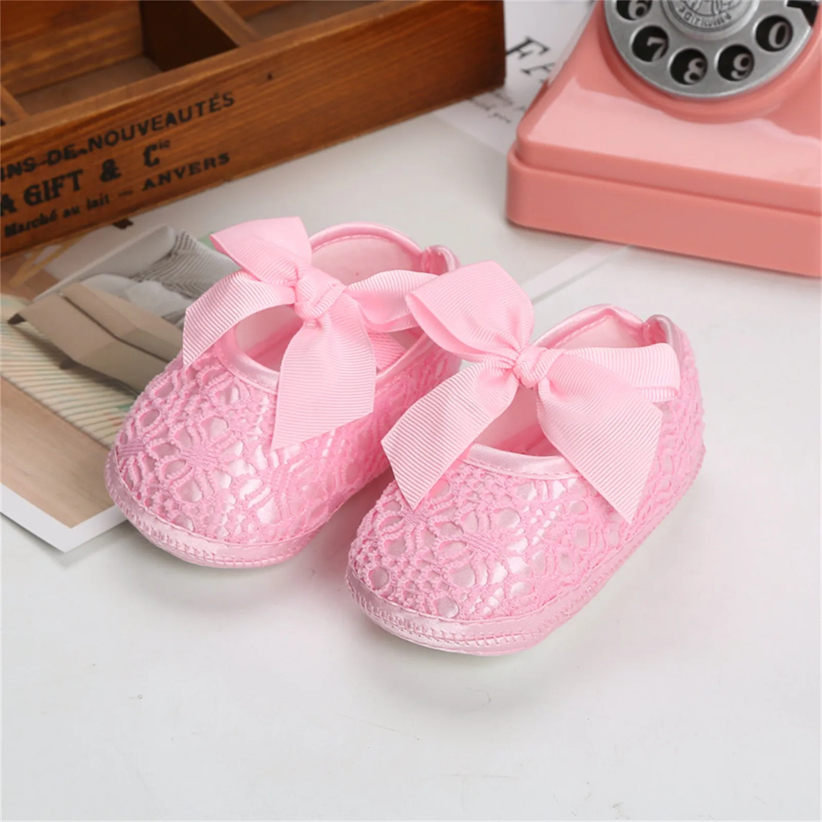 Neonato Prewalker bambini ragazze Baby Party Ballerina scarpe neonato Chiffon bianco fiocco Casual fascia elastica scarpe da passeggio neonato