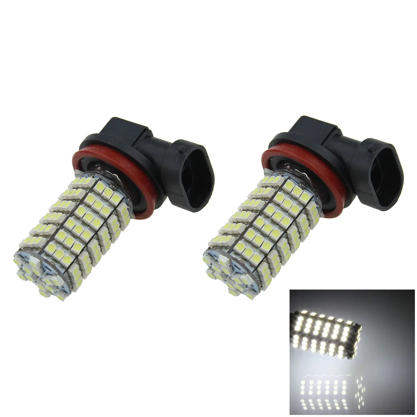 2x White Car H11 Rear Light Exterior Blub 120 Emitters 1210 SMD LED PGJ19-2 H206-W