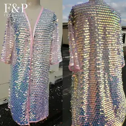 Burning Man Iridescent Pink Sequin Kimono Festival Holographic Unicorn Rave Bell Sleeve Paillette Robe EDM Music Festival Outfit