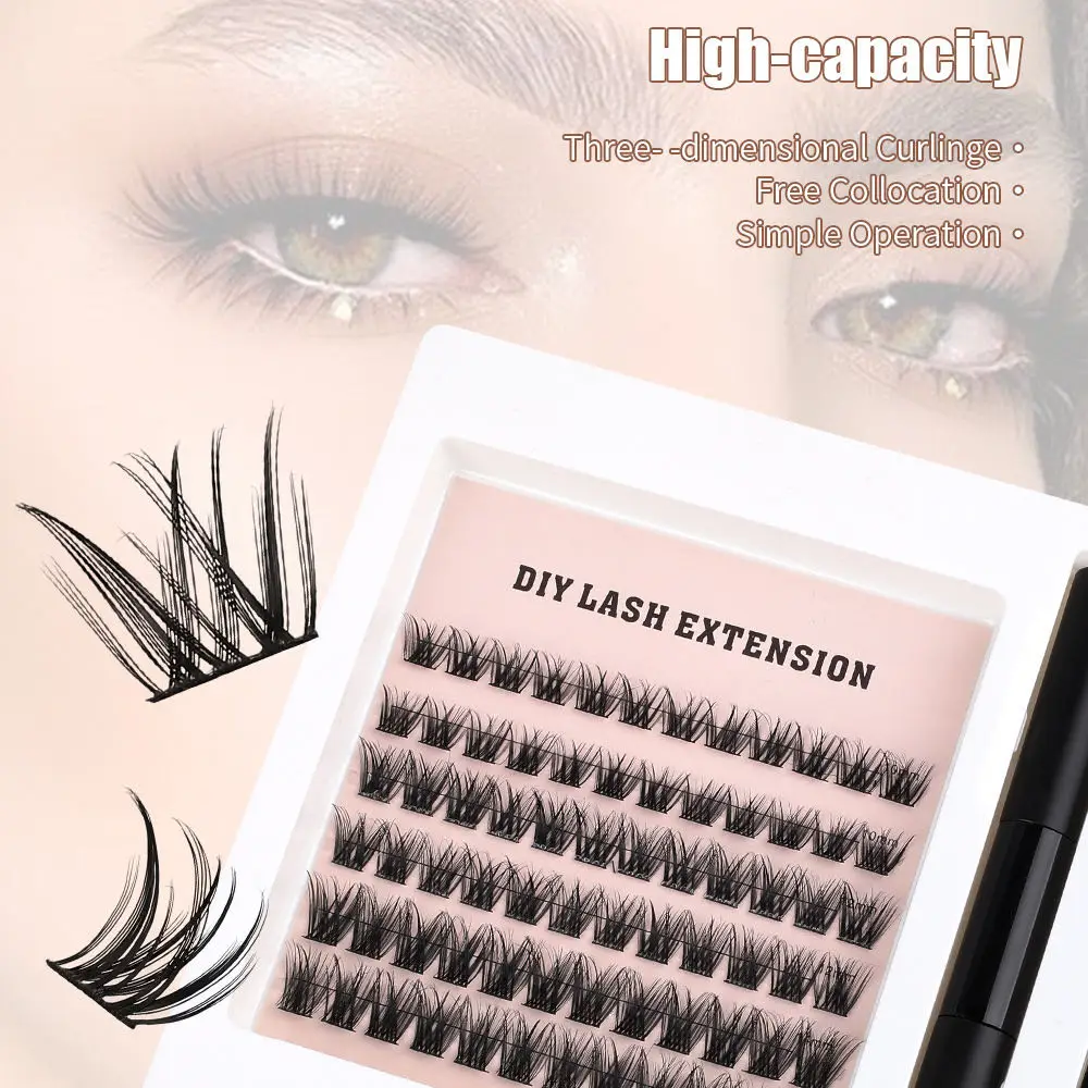 High Quality Makeup DIY Eyelashes Extension Kit Mixed Sizes 10mm 12mm 14mm Segmented False Eyelashes Extension Kit