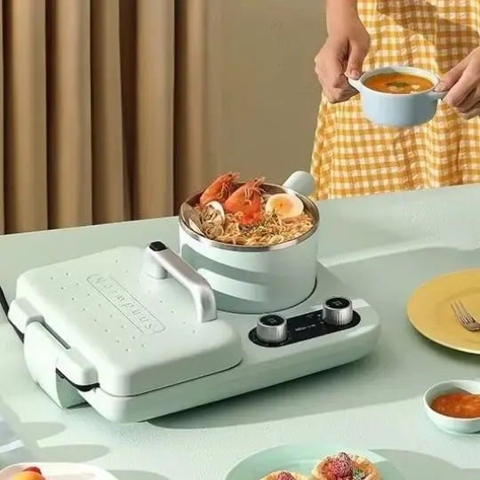 Mini Double Plate Breakfast Machine 4-in-1 Timing Sandwich Maker & Toaster Universal Voltage 110V-220V for Home Use