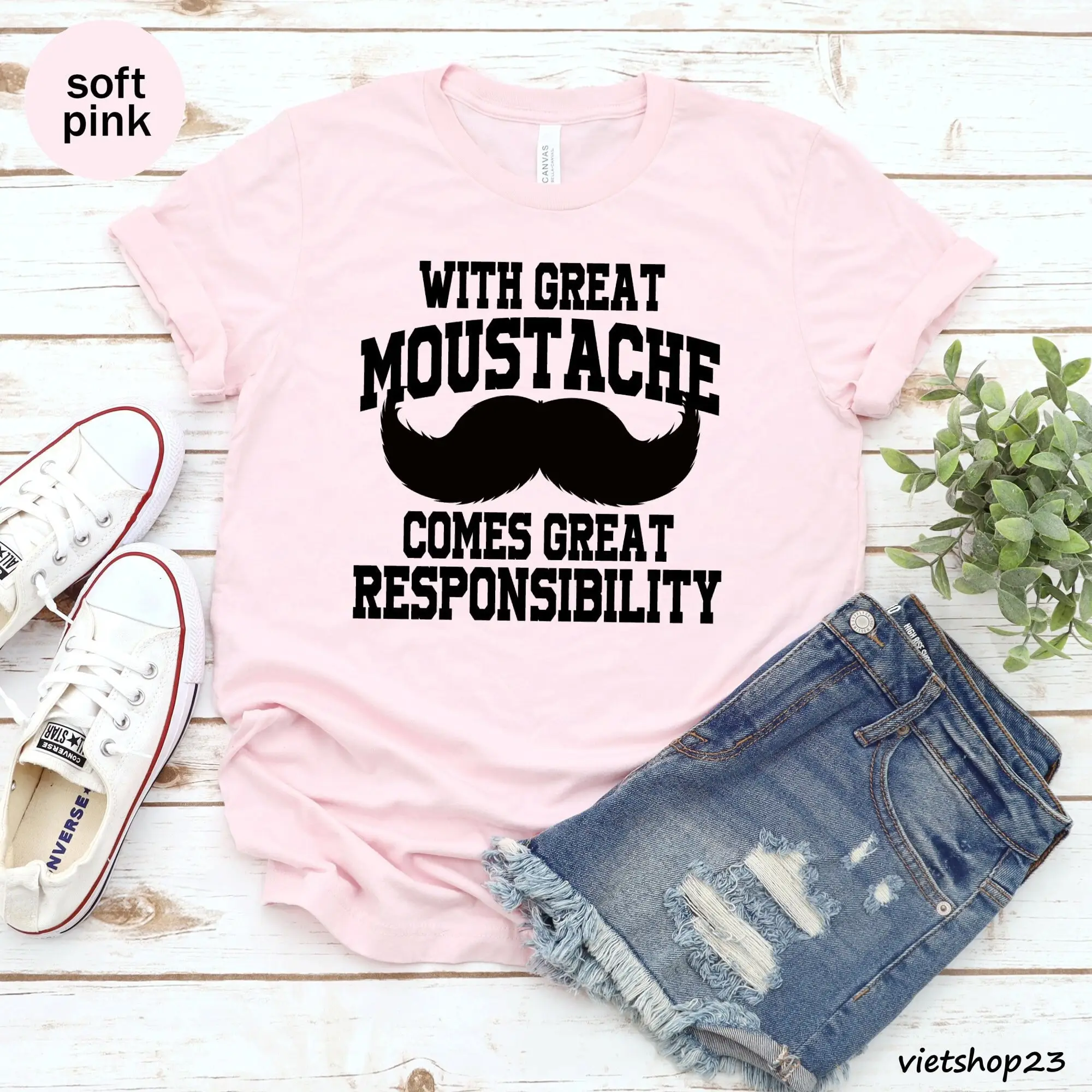 Beard T Shirt Husband With Great Moustache Comes Responsibility Mens Father'S Day For Dad