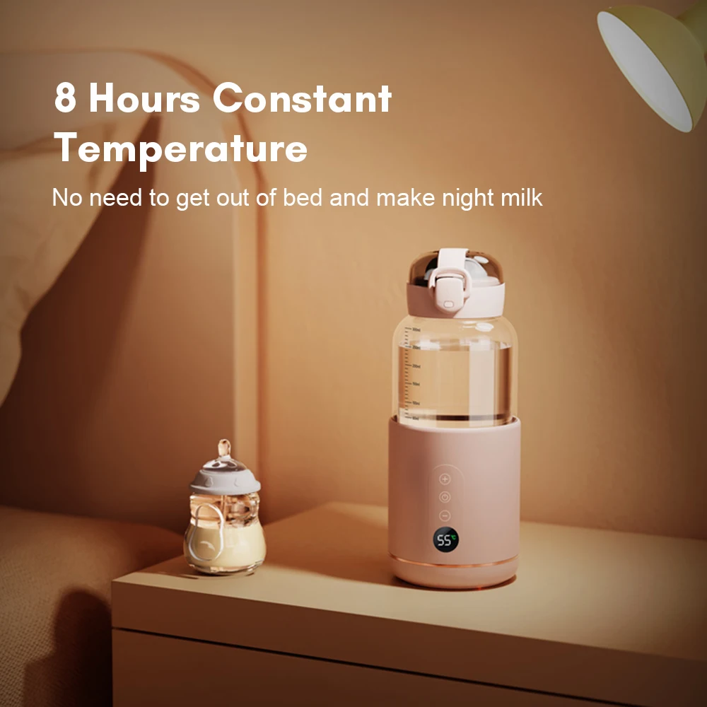 Portable Bottle Warmer For Baby Milk USB Rechargeable FastHeating 8Hours Constant Temperature Electric Baby Bottle Heater Travel