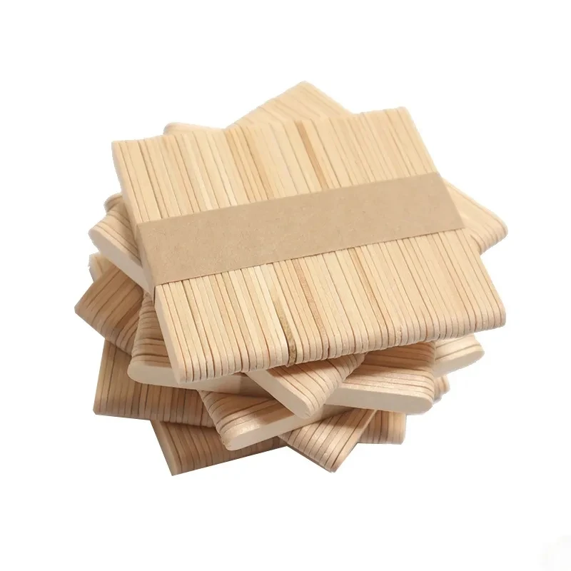 New 50pcs Ice Cream Popsicle Sticks Natural Wooden Sticks Ice Cream Spoon Hand Crafts Art Ice Cream Lolly Cake Tools