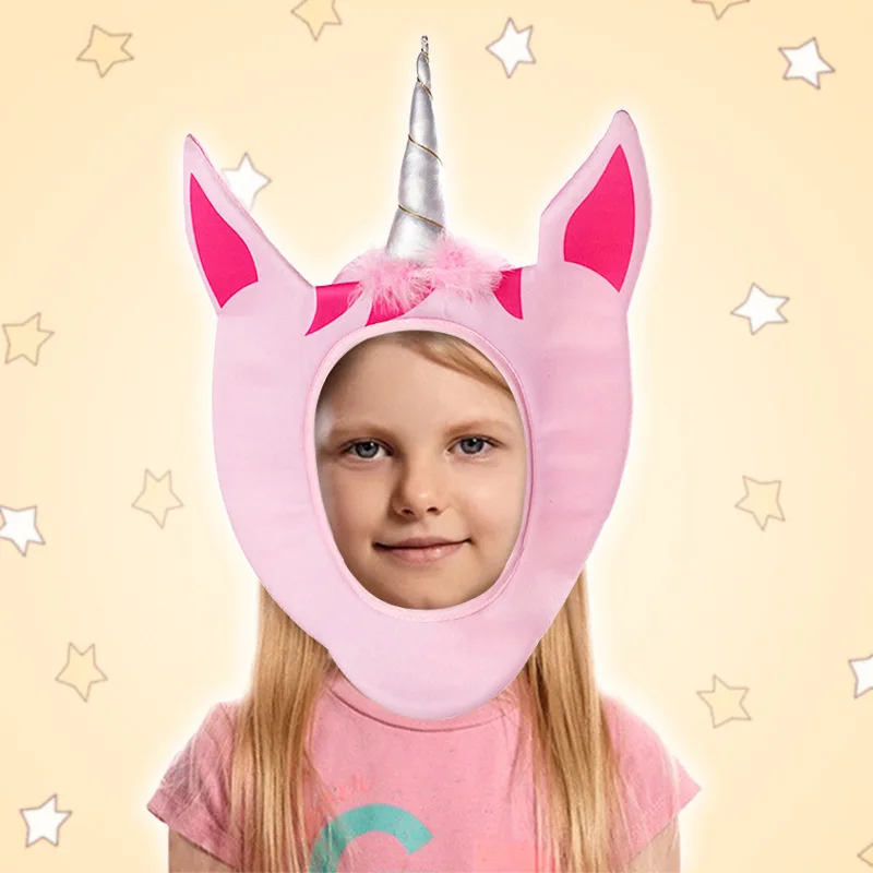 Kids Girls Halloween Costume Unicorn Hat Fun Animal Unicorn Face Hat Earflap Cap for Toddler Party Birthday Gifts