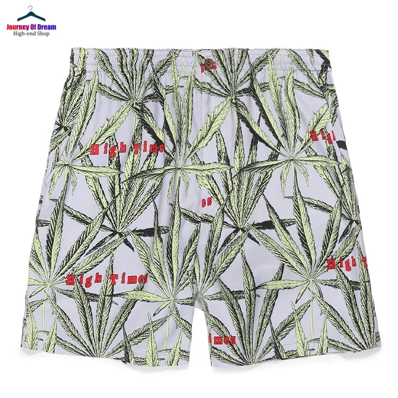 WACKO MARIA Full Print Leaves Leisure Hawaiian Shorts High Quality Summer Mens Womens Loose Hip Hop Shorts