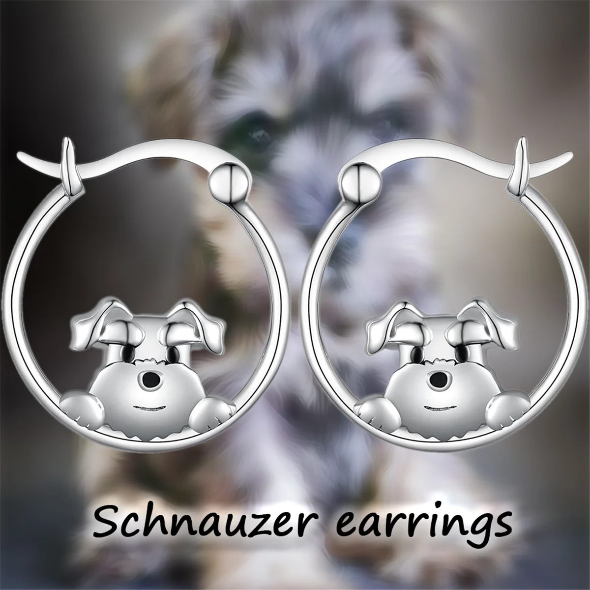 1Pair Cute Schnauzer Earrings Exquisite Women's Cartoon Pet Dog Memorial Jewelry Accessories Dog Lovers Perfect Holiday Gift