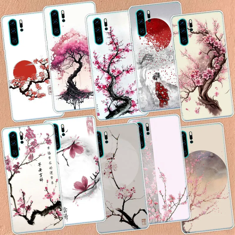 Cherry Blossom Tree Phone Case For Huawei P50 Pro P40 P30 Lite P20 P10 Coque Mate 10 Lite 20 30 40 Pro Cover Capa Shell