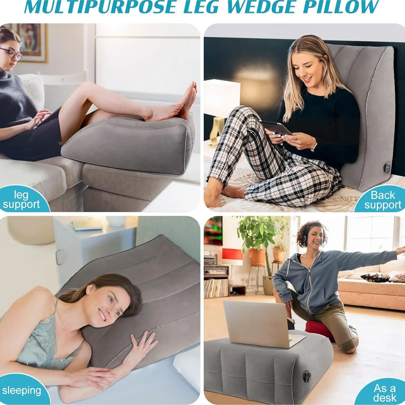 Knee Replacement Pillow Inflatable Foot Support With Storage Leg Wedge Elevation Pillow Post Care For Home Bedroom Apartment
