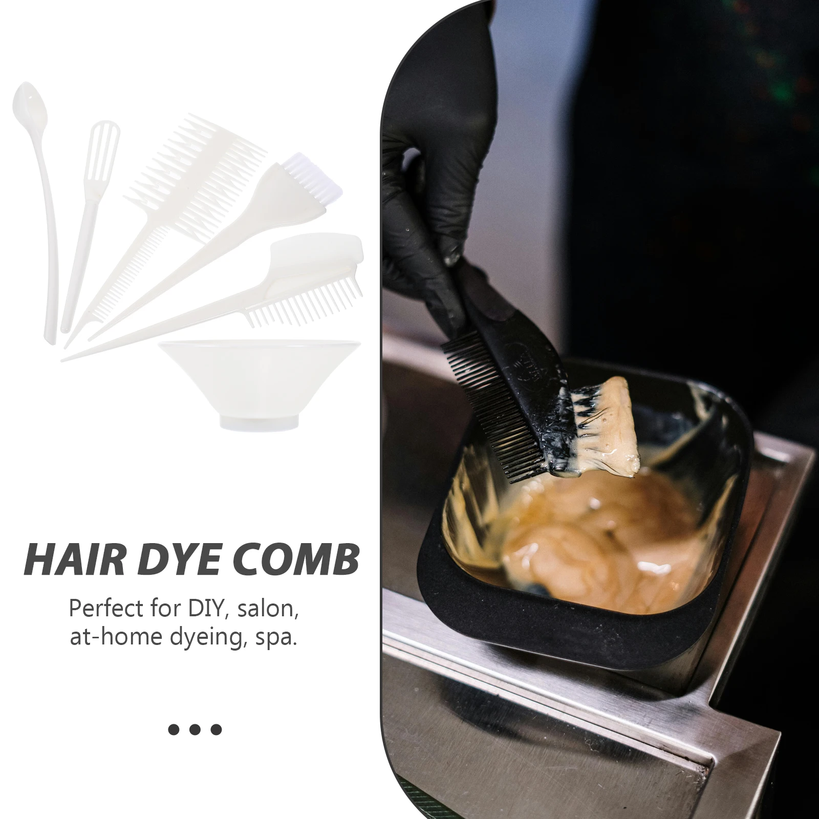 

6 Pcs Hair Coloring Tool Set Plastic Dye Brushes Combs Salon Grade Perfect for DIY Home Use Foiling Highlights Treatment Gifts