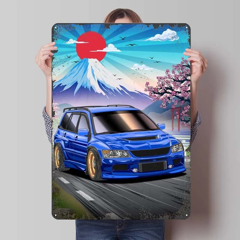 Mitsubishi Lancer Evo 9 Classic Car Metal Poster Bar Decoration Room Vintage Metal Tin Signs for Garage Wall Art Decoration Home