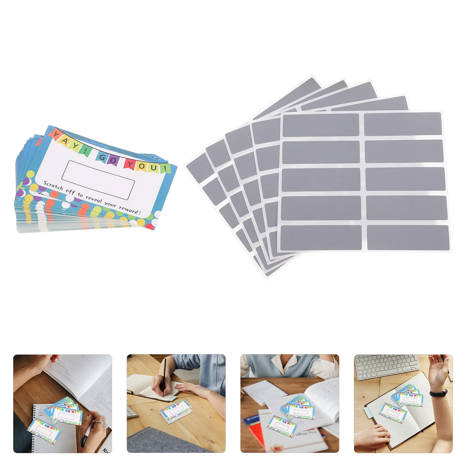 100Pcs Appreciation Card For Party Games For Christmas Classroom Reward Blank Scratch Off Tickets Personalized