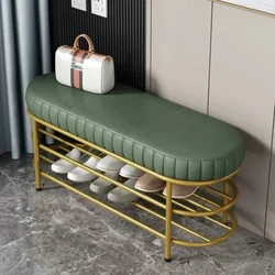 Designer Entryway Shoe Stool Long Bench with Seat for Cloakroom or Bedroom Modern Shoe Changing Ottoman for Hallway and Bed