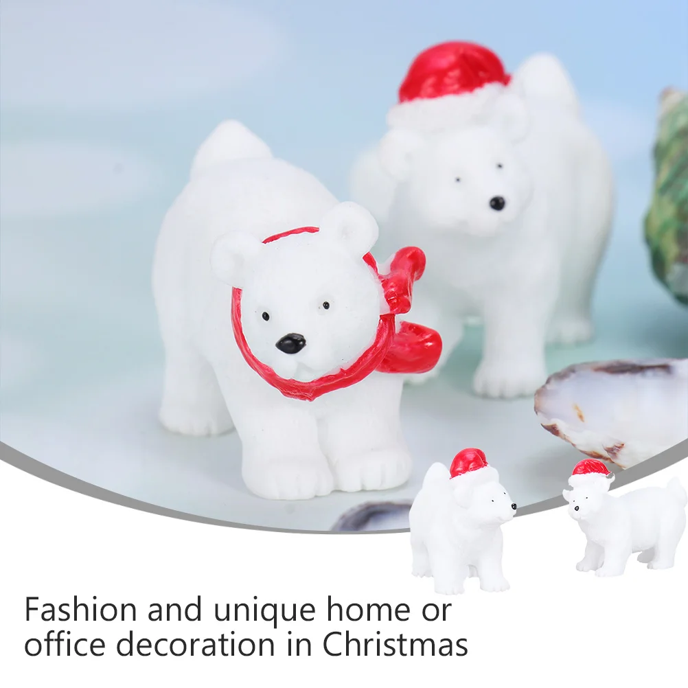 

9Pcs Christmas Polar Bear Adornment Resin Miniature Bears Set for Desk Cabinet Living Room Holiday Display Christmas Decorations