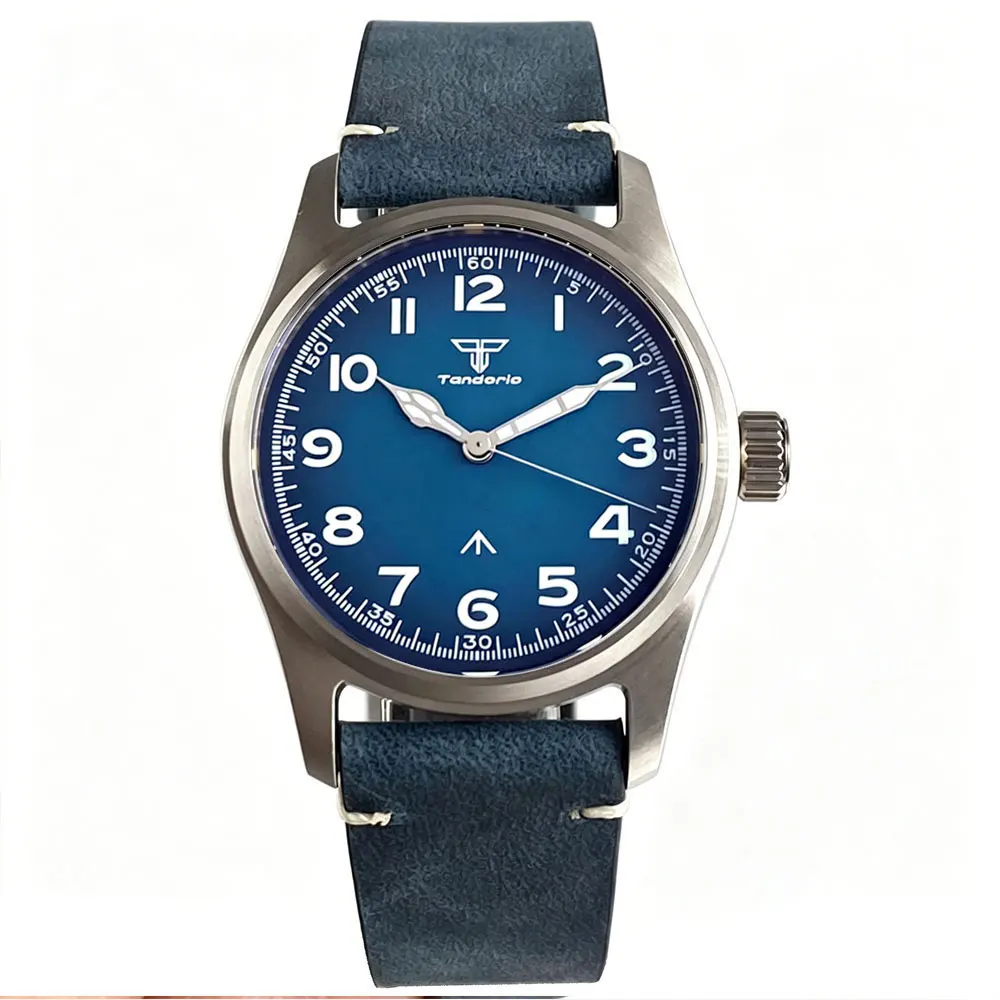 Classic Field Series Pilot Watches for Men Black/Blue/Green Face 20ATM VH31 Quartz Watch Luminous Mark Leather Band Reloj Hombre