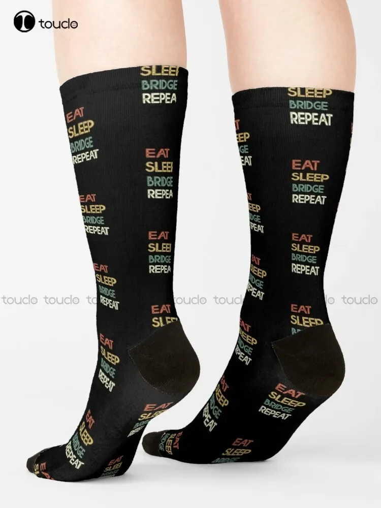 Eat Sleep Bridge Repeat - Funny Player Gift Idea Vintage Socks Socks Youth Unisex Adult Teen Youth Socks Christmas Gift Custom