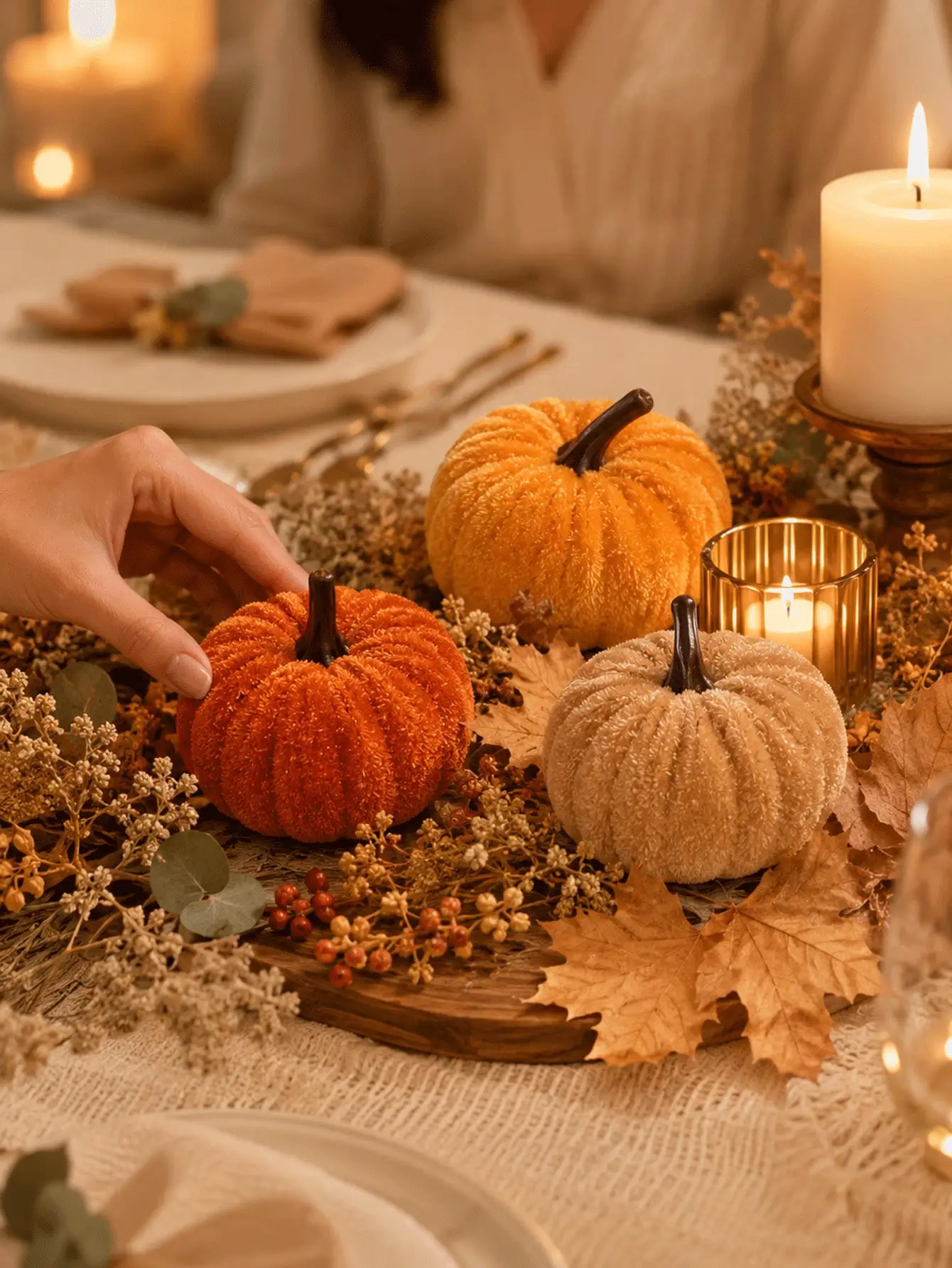 12pcs Mini Velvet Artificial Pumpkin Decor, Foam Core, Thick Velvet Fabric Exterior, Suitable For Autumn Atmosphere Decoration, Thanksgiving Harvest Backdrop, Birthday Party Tabletop Decor, Dining Table Centerpiece,Halloween Party sh260723101180249601149
