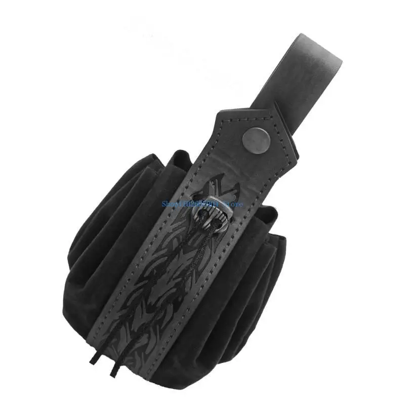 N7YF Draw String mittelalterlicher Cosplay -Münzbeutel, mittelalterliche Leder -Seitenbeutel für Themenpartys