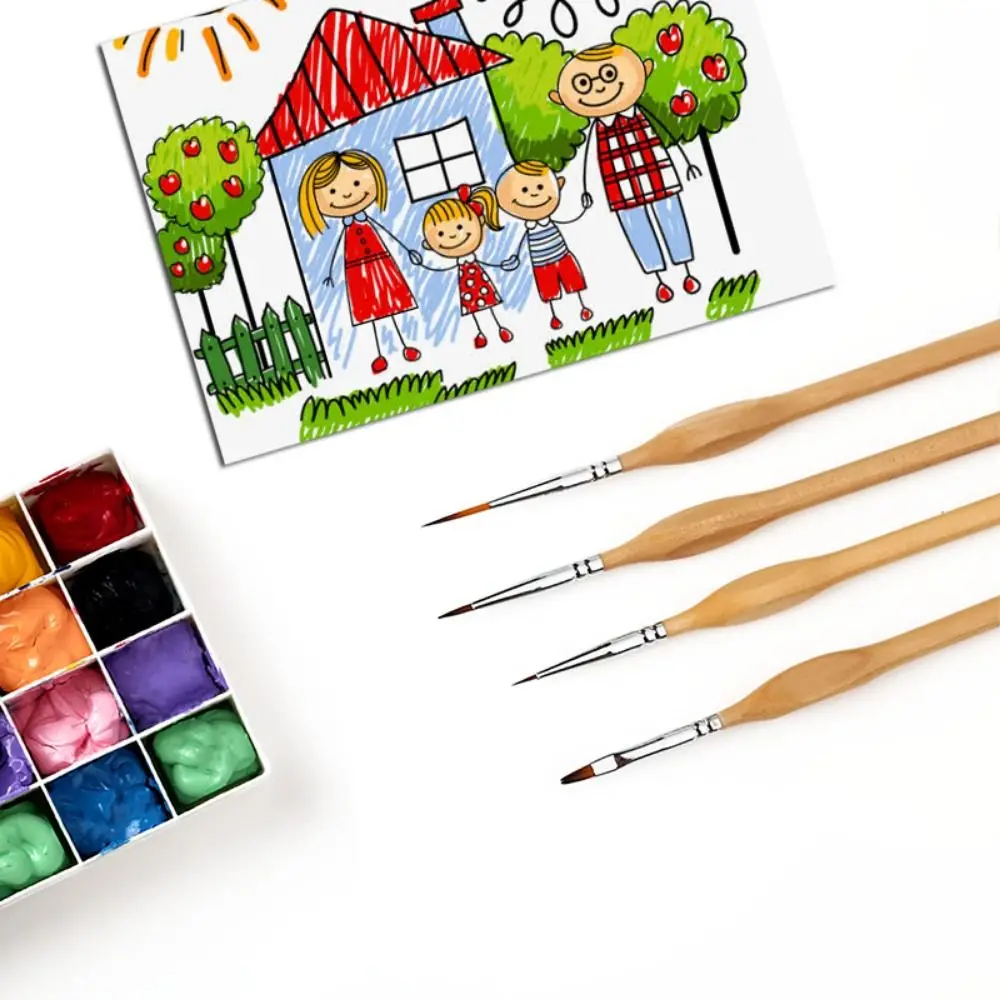 15pcs/set Wooden Detail Paint Brushes Ergonomic Professionals Miniature Watercolor Brushes All-Purpose Durable