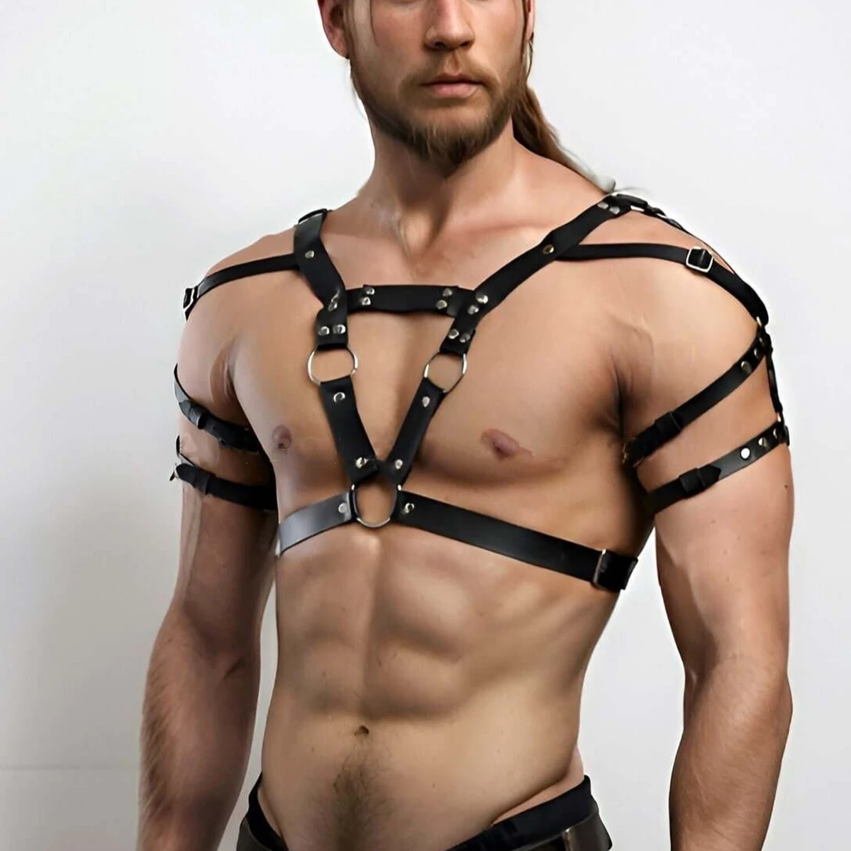 PU Leather Men Chest Harness Belts Body Bondage Male Lingerie Sexy Bra Strap Belt Gothic Fetish Rave Gay Clothing for Sex