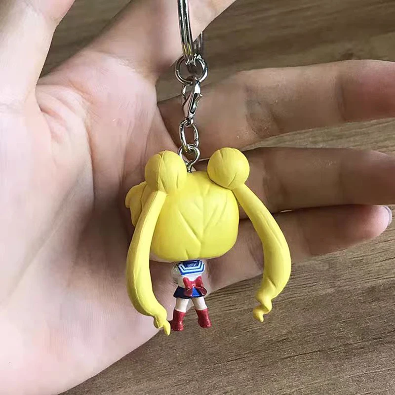 Funko Pop Sailor Moon llavero Anime Mini Tsukino Usagi figura de acción Kawaii estudiante mochila colgante accesorios regalo para niña