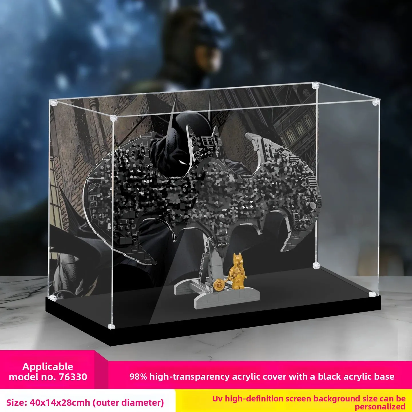For LEGO 76330 Batman Logo Premium Acrylic Display Case, Crystal Clear Dustproof Storage Box