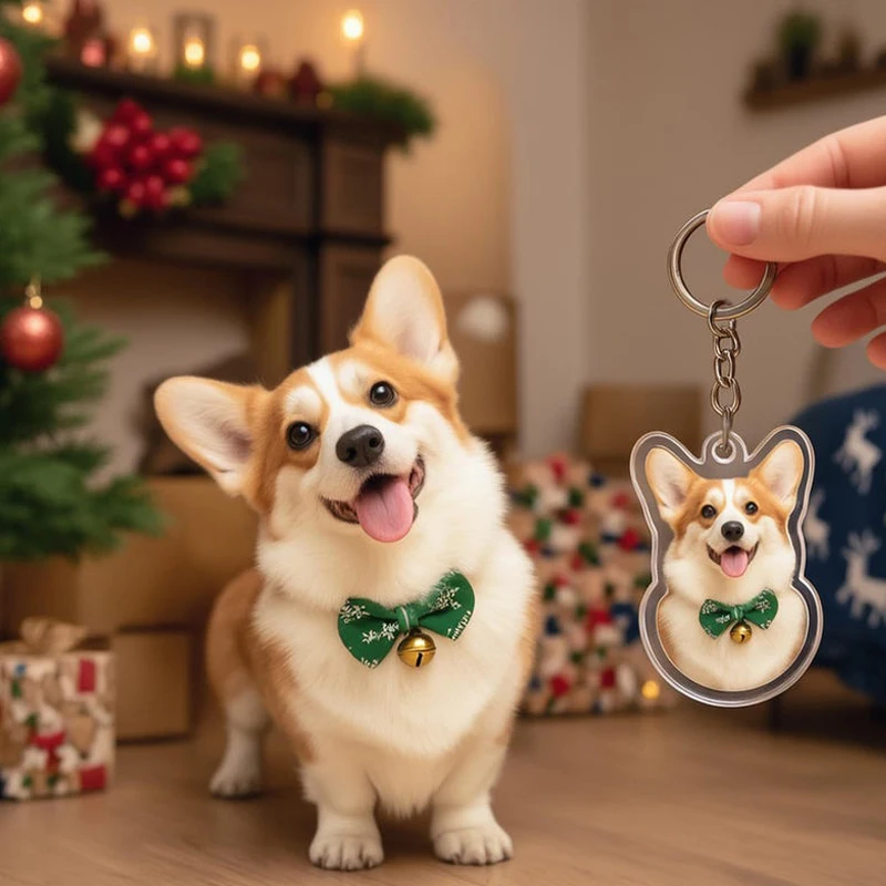 Custom Pet Keychain Custom Dog Cat Photo Acrylic Keychain For Bag Personalized Pet Portrait Keychain Memorial Gift For Pet Lover