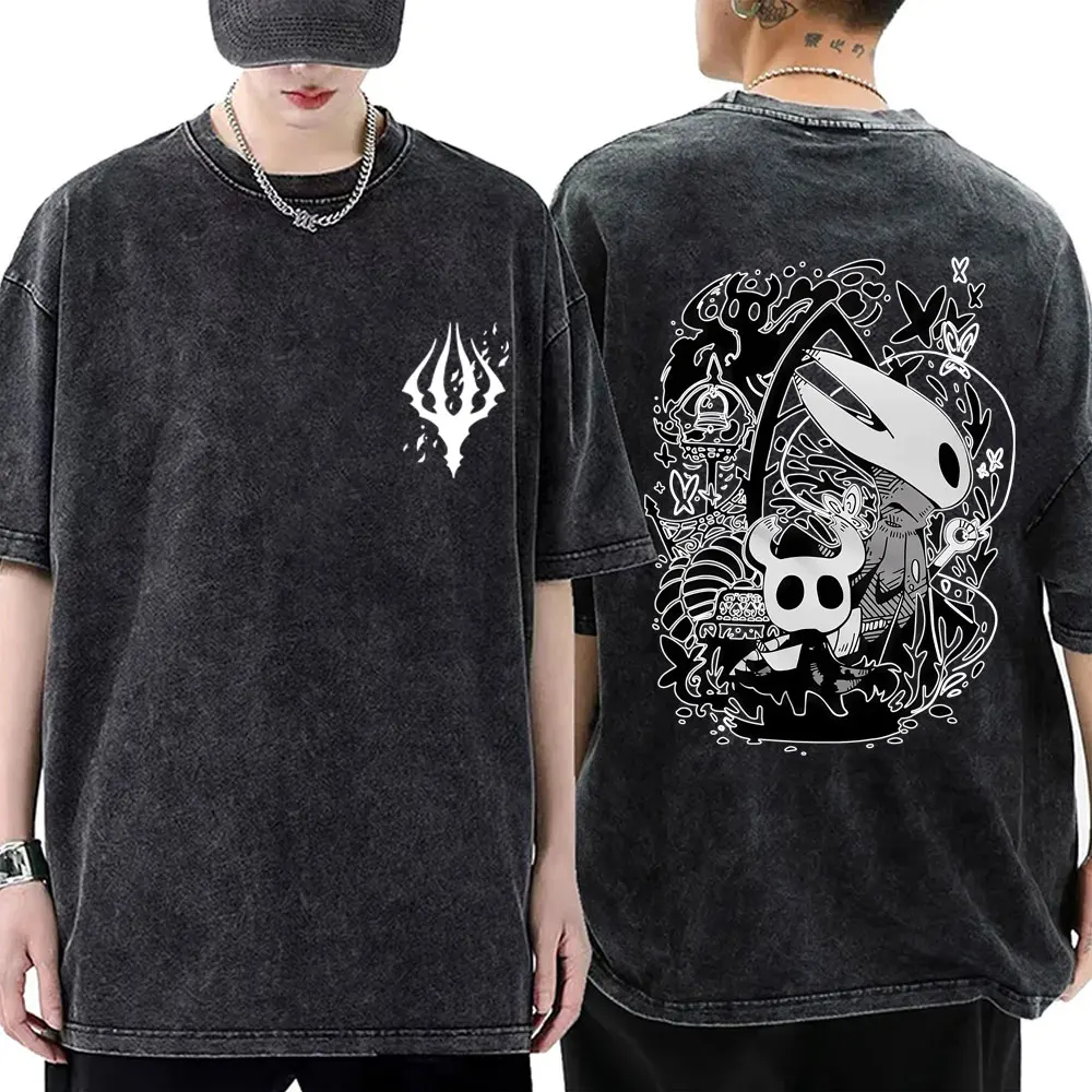 

Washed Vintage Game Hollow Knight Graphic T-shirt Men Women Clothing Cotton Casual Oversized Short Sleeve Tops T Shirt Fans Gift