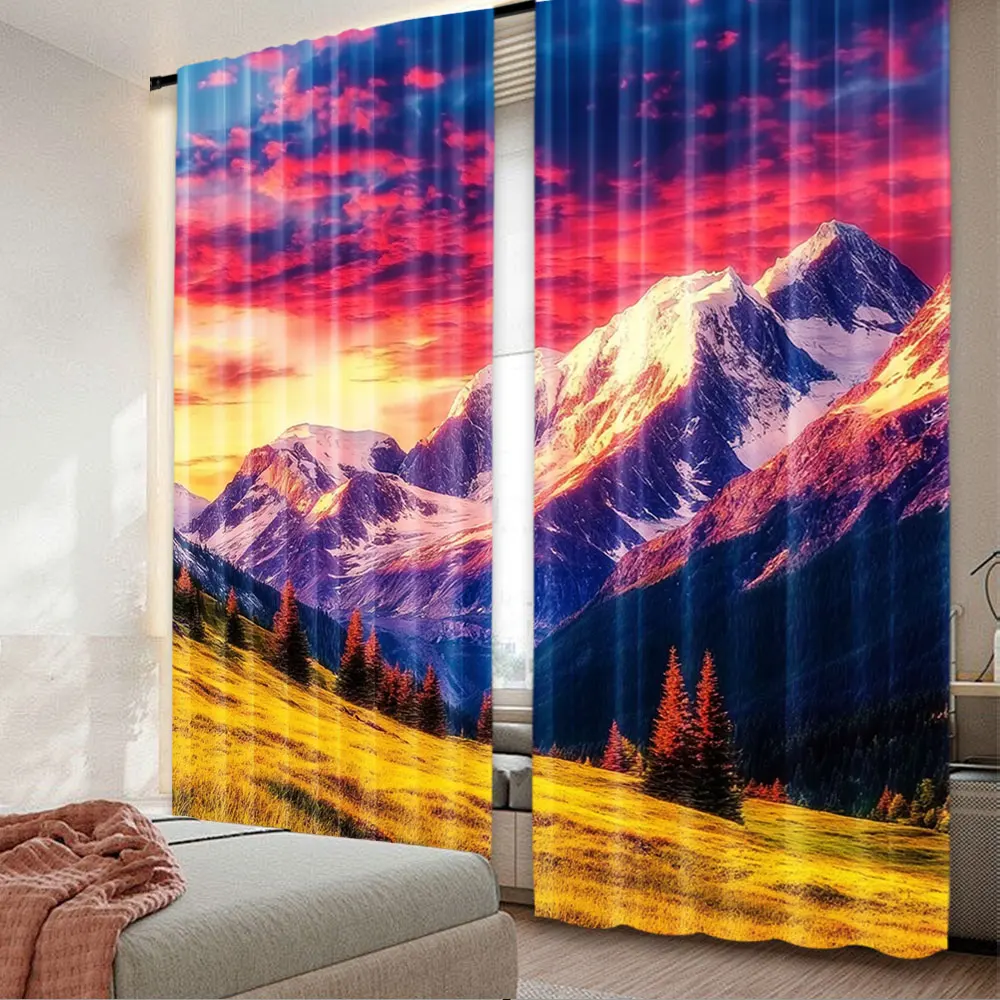 2Pcs Mountain Sunset Forest Tree Nature Landscape Mountain Sunset Suitable For Living Room Bedroom And Many Other Occasions