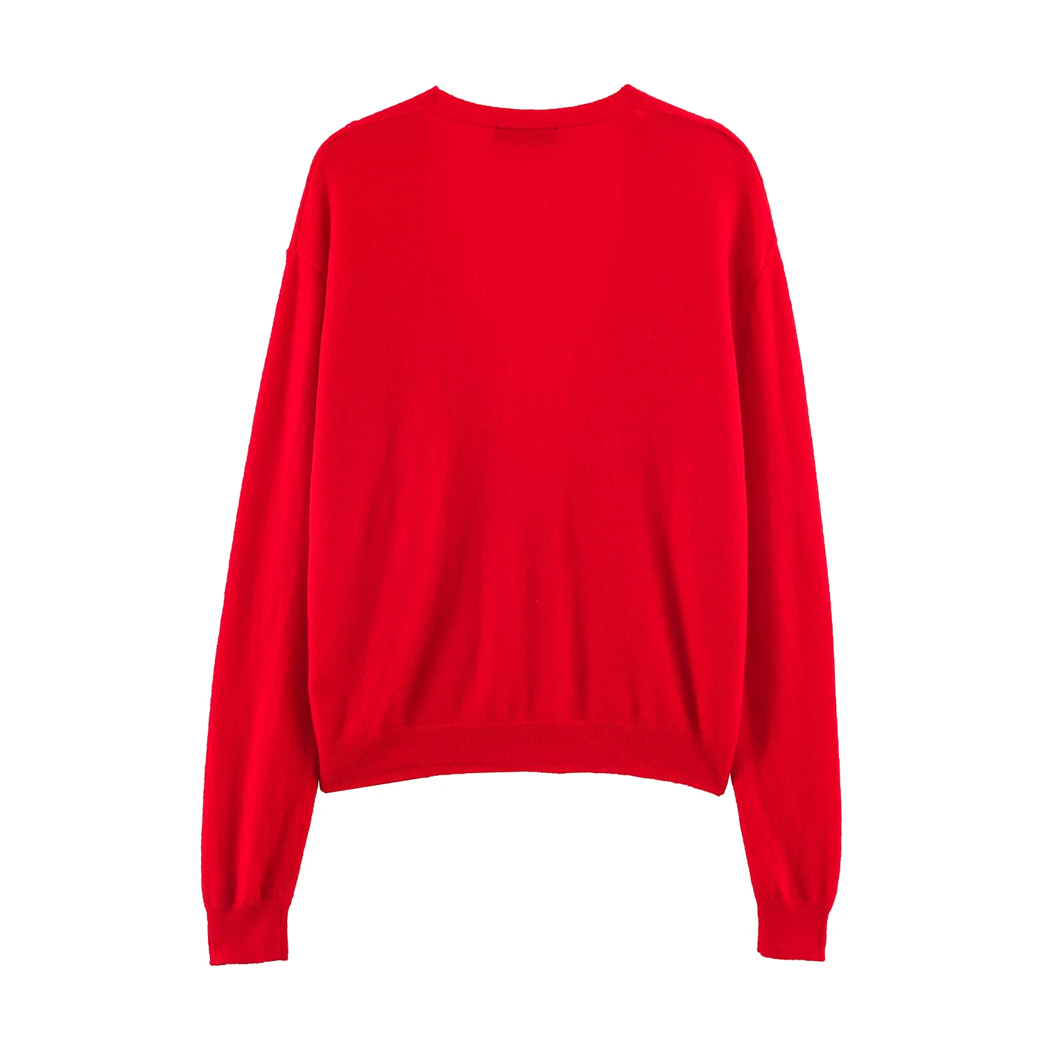 BSAY Minimal Office Women V Neck Knit Cardigan Asymmetric Button Detail Long Sleeve Loose Cropped Light Knit Casual Outer Top