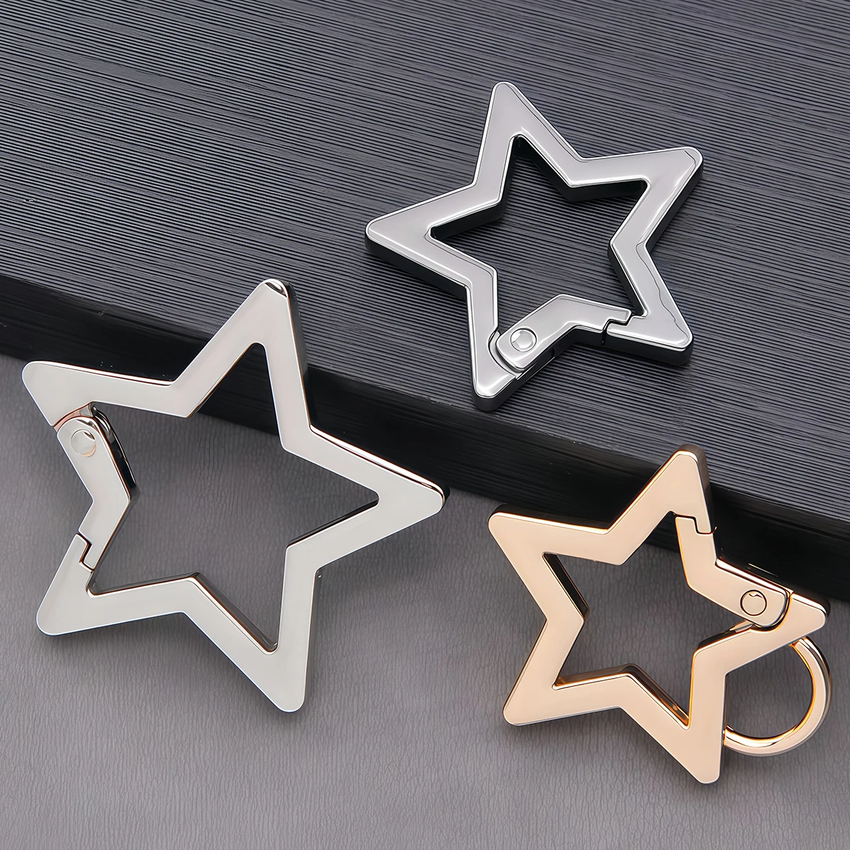 2pcs Star Shaped Spring Clasps Openable Metal Carabiner Leather Bag Belt Strap Buckle Connect Pendant Key Chain Snap Clasp Clip