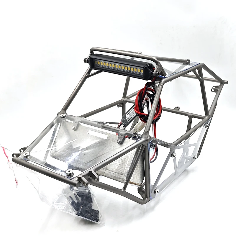 

Titanium Alloy Frame W6 Cockpit Tube Frame with LED Spotlight for 1/10 RC Crawler Car AXIAL SCX10 UCFAB Upgrade Parts