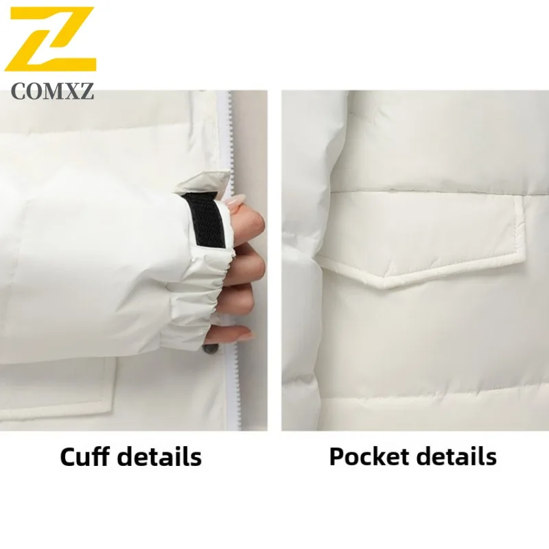 COMXZ Hot Sale Men Down Jacket 2025 Winter New Long Over Knee Extended Thickened Minimalist Versatile waterproof windproof Coat