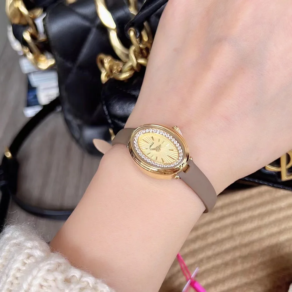New Fashion Belt Ladies Watch Oval Trend Noble Luxury Automatic Waterproof Classic Quartz Watch Birthday Gift