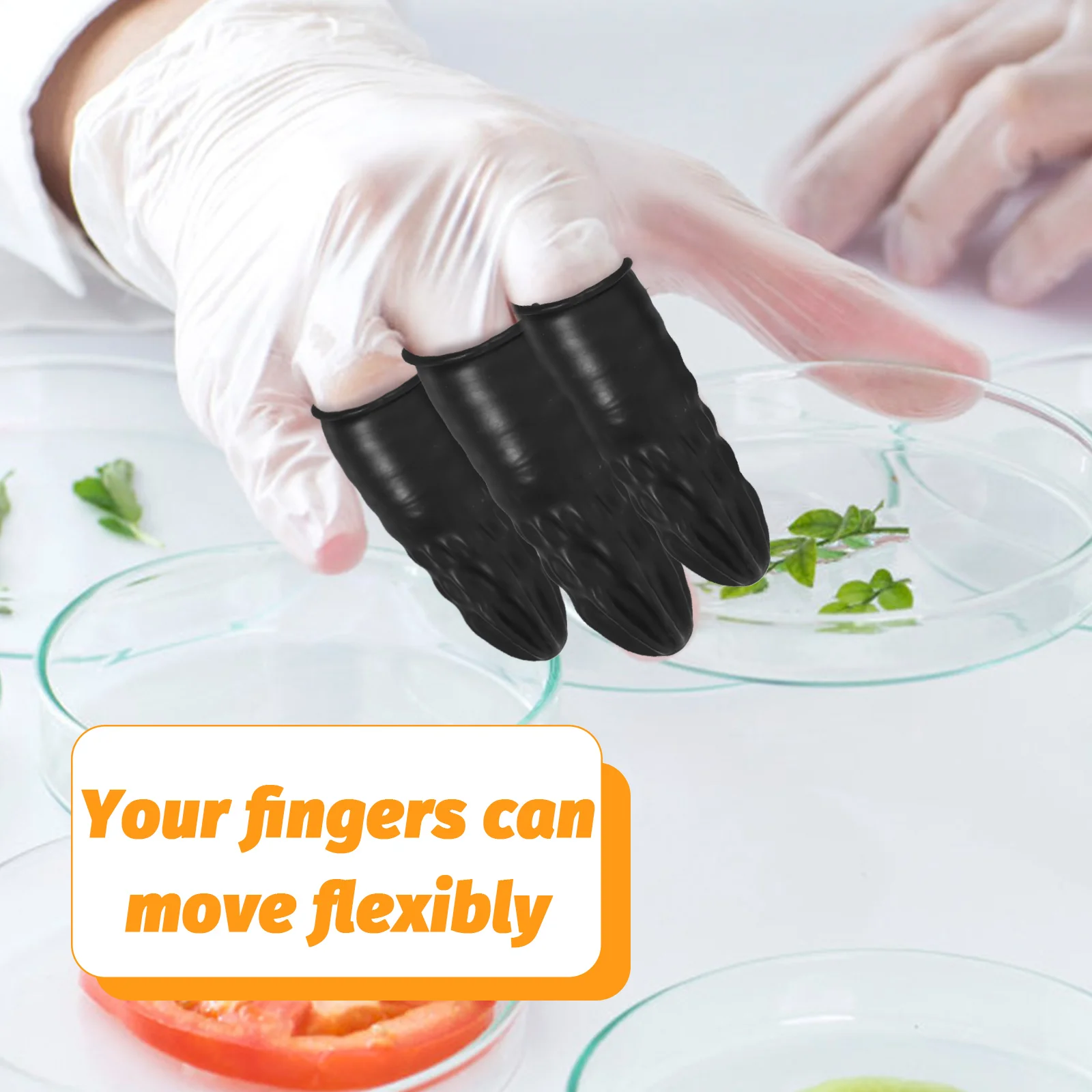 Daily Use Finger Protector Wear Resistant Rubber Dust-Free Stall Anti-static Replaceable Work Black Gloves