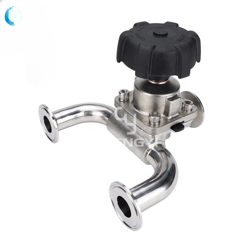 Sanitary stainless steel  U type 3 way diaphragm valve with clamp connection