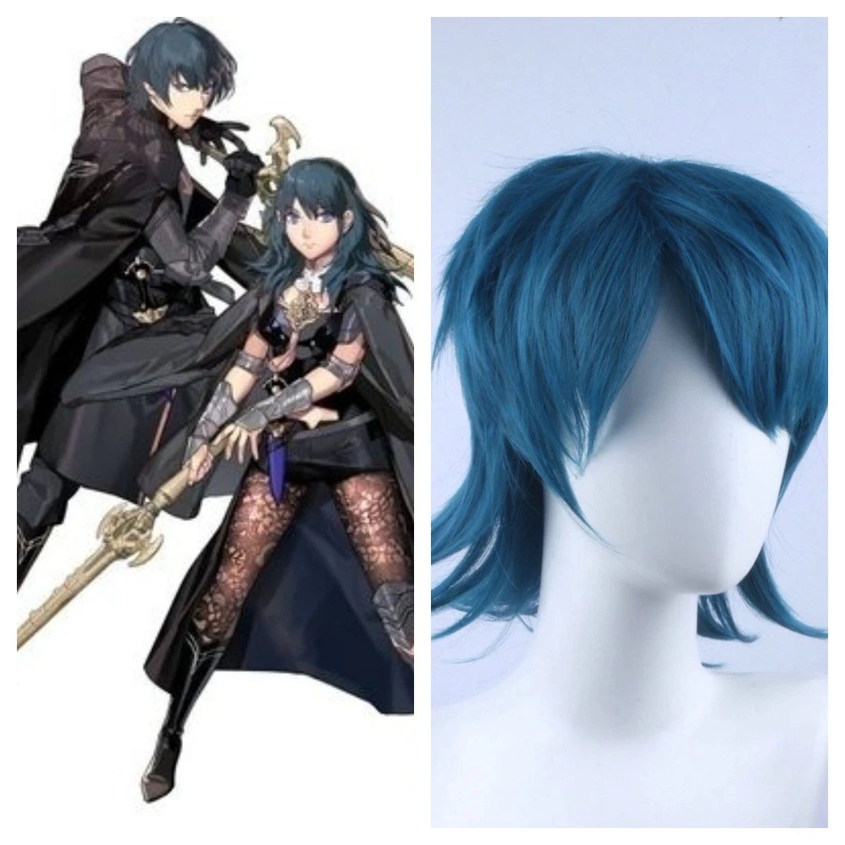 Fire Emblem Awakening Wig Lucina Blue Mixed Long Straight Cosplay Hair Halloween Role Play + Wig Cap