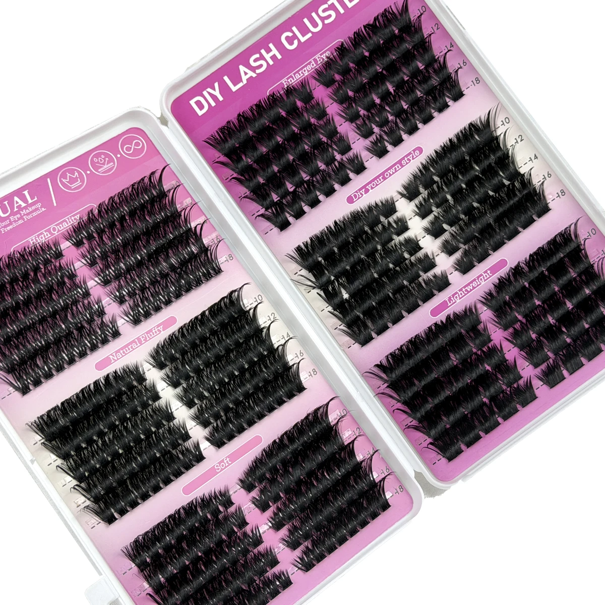 HBZGTLAD DIY Cat Eye Lashes Lashes60P-200P Fluffy Cluster Lashes 3 IN 1 Lash Clusters Extension  Mixed Tray Individual Eyelashes