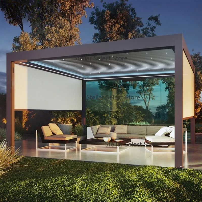 

Custom Free Standing Motorized Gazebo Aluminum Louvered Pergola Patio Cover