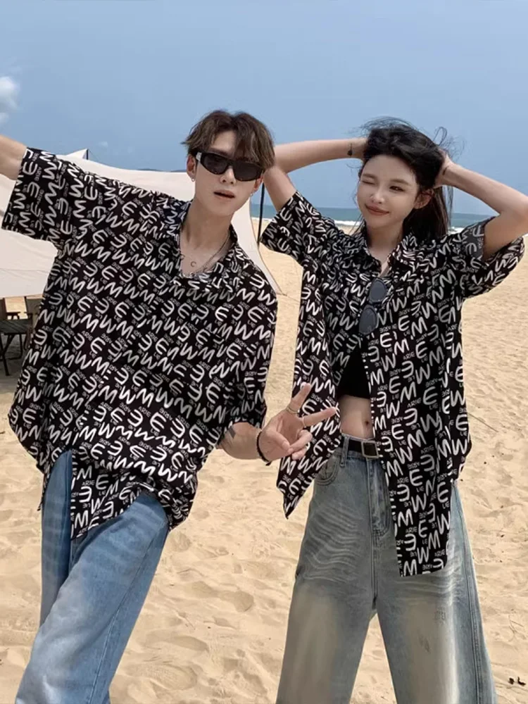 

Мужская рубашка Hawaii Vaion Sle с коротким рукавом, летняя модная свободная рубашка, модный наряд для пар, повседневная одежда для молодежи