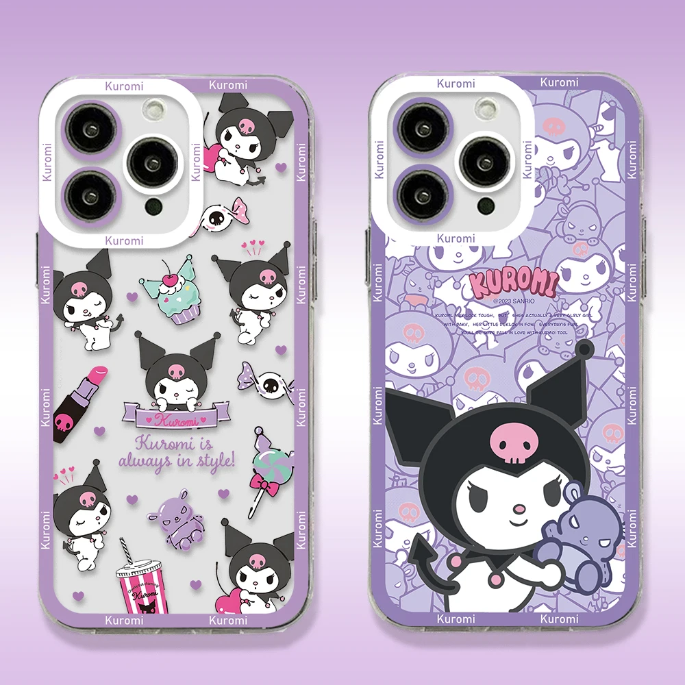 Hello Kitty Cinnamoroll Kuromi Phone Case for IPhone 16 15 14 13 12 11 Mini Pro Max X XR XSMax 7 8 Plus SE20 Transparent Cover