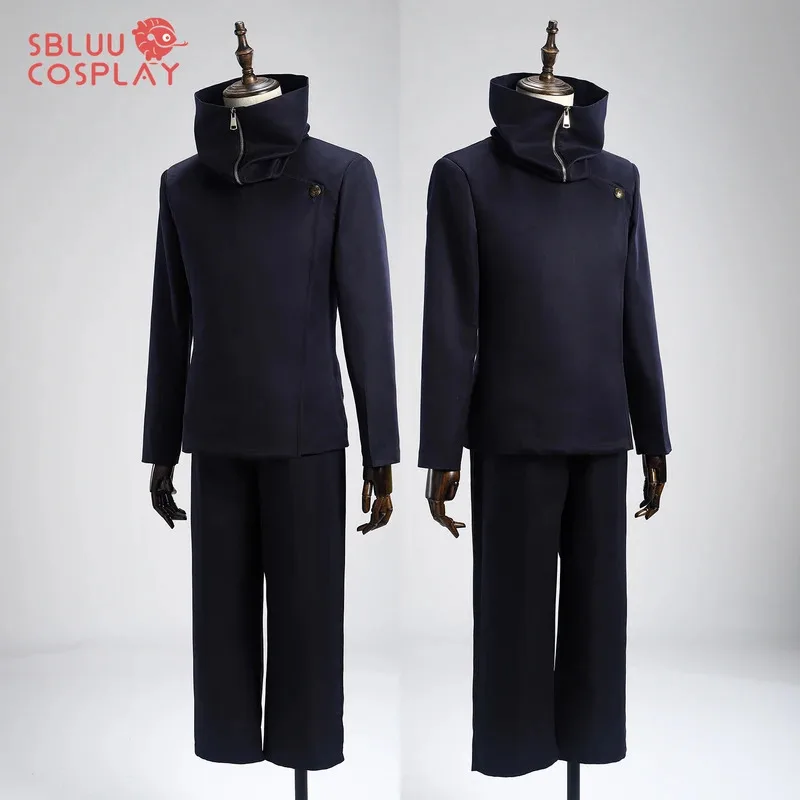 

qq45SBluuCosplay Аниме JJK Toge Inumaki Косплей Костюм Пальто Брюки Темно-Синий Съемный Высокий Воротник Хэллоуин Рождество