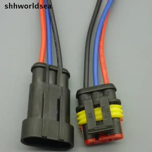 Shhworldsea  20sets New 3 Pin Waterproof Electrical Wire Connector Plug Motorcycle Car Marine 10cm wire  Free Shipping