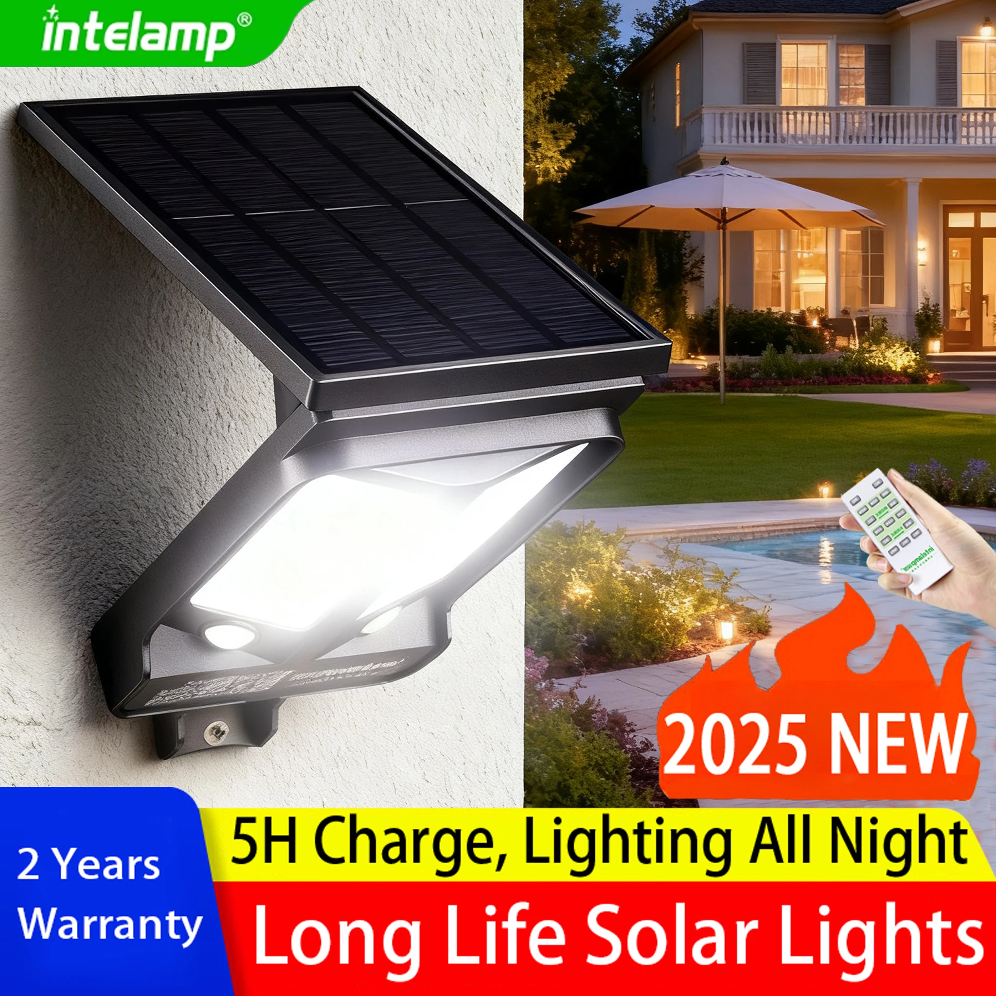 

2026 New Super Bright LED Solar Light, IR Sensor Street Light, Decorative Wall Light, Multiple Switch Modes with Remote Control